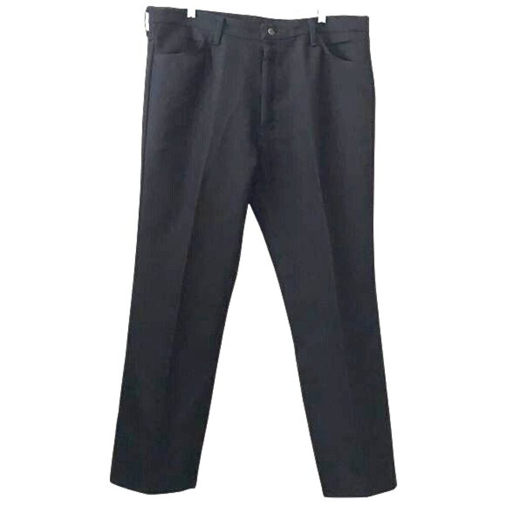 Wrangler Mens Black Dress Pants 35x32 Flat Front Pockets 100% Polyester Durable